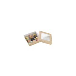 Scatola per alimenti monouso in cartone marrone con coperchio a finestra cm 15,5x15,5x5