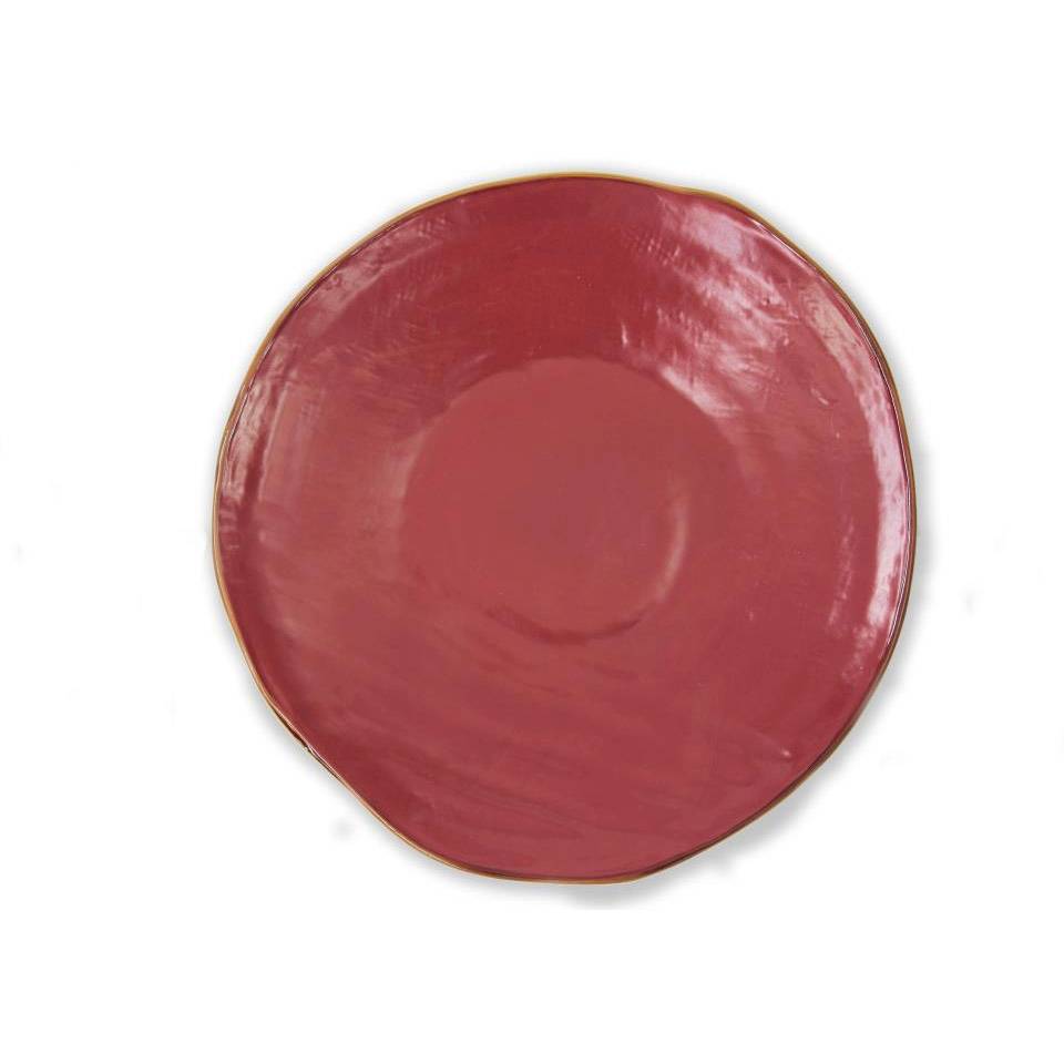 Cherry red ceramic Mediterrano flat plate cm 27.5