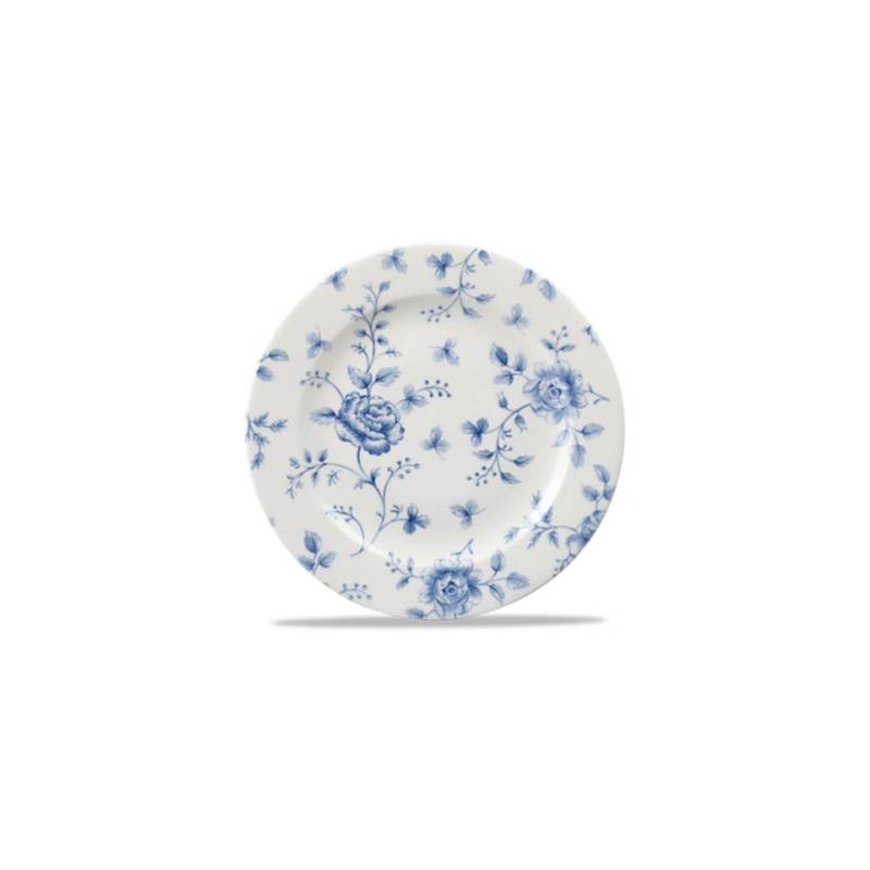 Piatto piano Linea Vintage Rose Chintz Churchill in ceramica vetrificata blu cm 27,6