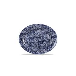 Piatto ovale Linea Vintage Prints Calico Churchill in ceramica vetrificata blu cm 36,5
