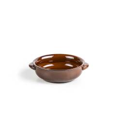 Brown stoneware pan with handles 6.69x1.96 inch