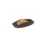 Cast iron oval serving dish with unipeiece wooden tray 28x19 cm