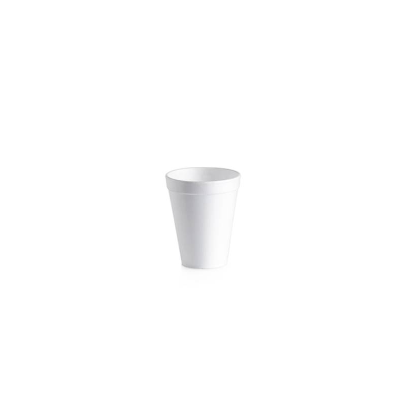 Disposable beverage cup and cap in thermal polystyrene 35.5 cl white