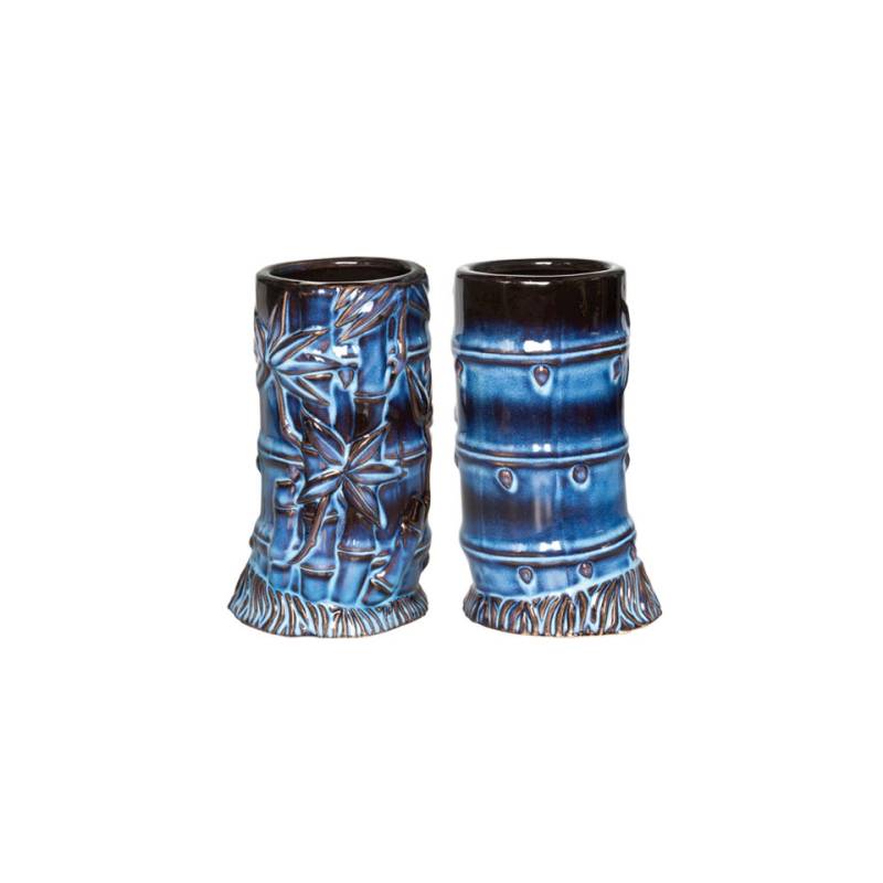 Tiki mug Bamboo ceramic 400ml light blue/black