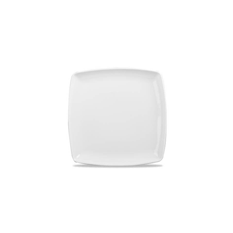 Piatto piano quadro Linea X Squared Churchill in ceramica vetrificata bianca cm 26,8