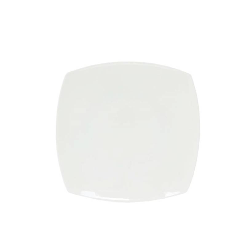 Tokio white porcelain flat square plate 6.69 inch