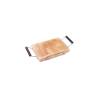 Rectangular pink salt plate with metal frame and wenge handles 30x20x3cm