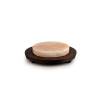 Round pink salt plate with wenge wood base 20x3cm