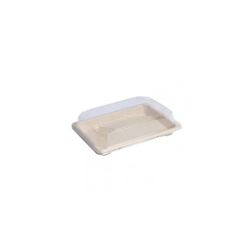 Boîte à emporter jetable avec couvercle en pulpe végétale 18.5x13 cm