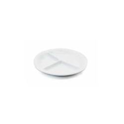 White porcelain 3-compartment round dish 10.23 inch