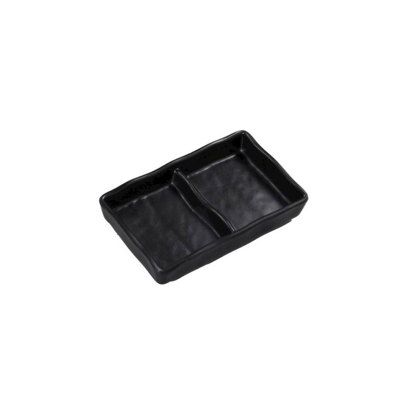 Rectangular tray 2 compartments black melamine cm 13x8