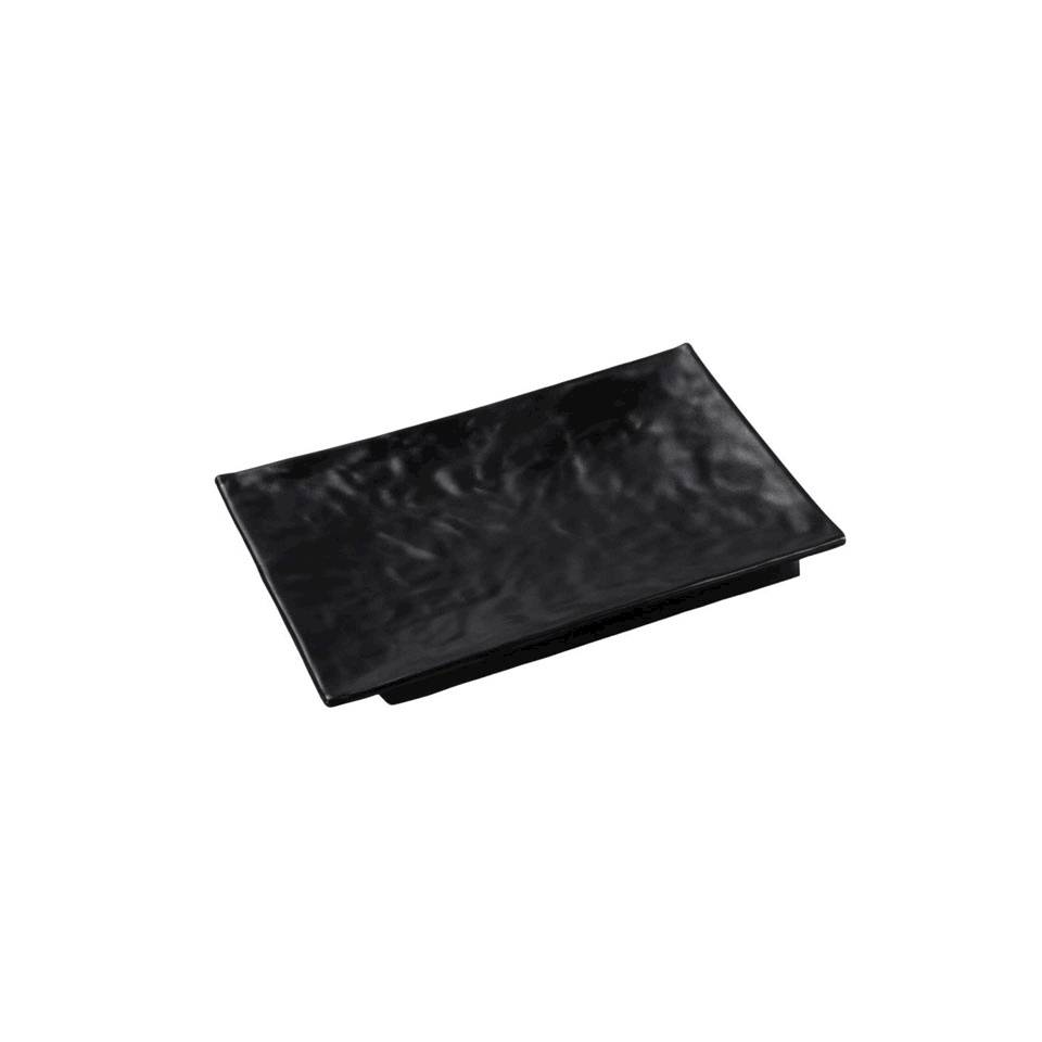Rectangular wavy black melamine tray 7.87x5.51 inch