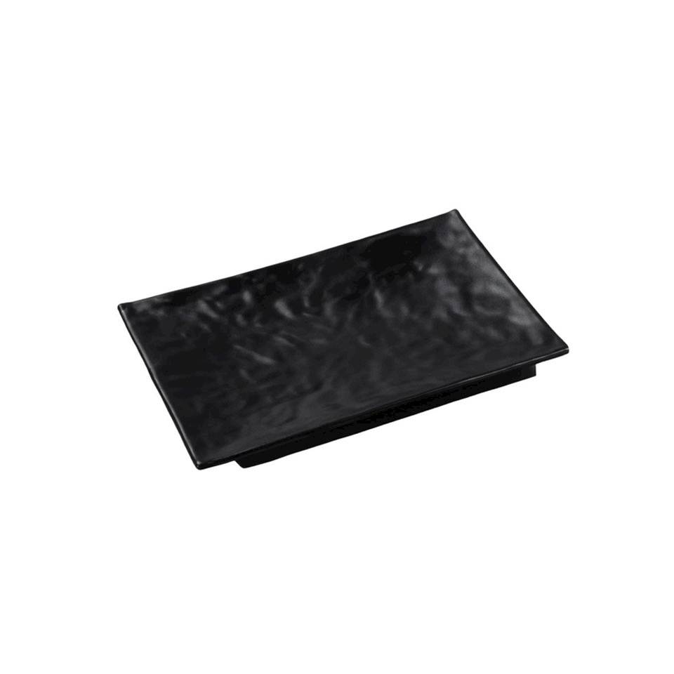 Black melamine wavy rectangular tray 25x17 cm