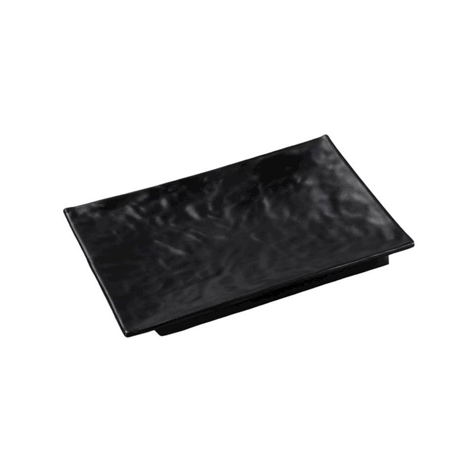 Rectangular wavy black melamine tray 30x21 cm
