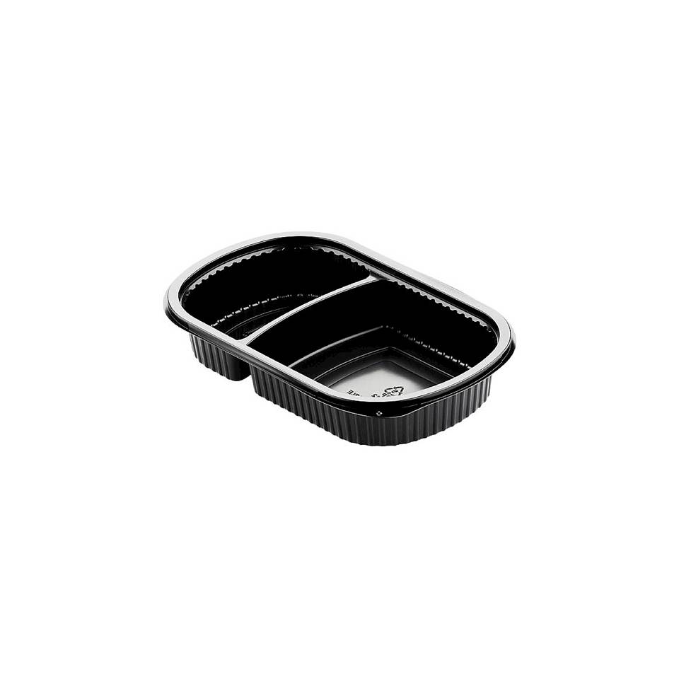 Duni black polypropylene two-compartment disposable containers cm 24x15