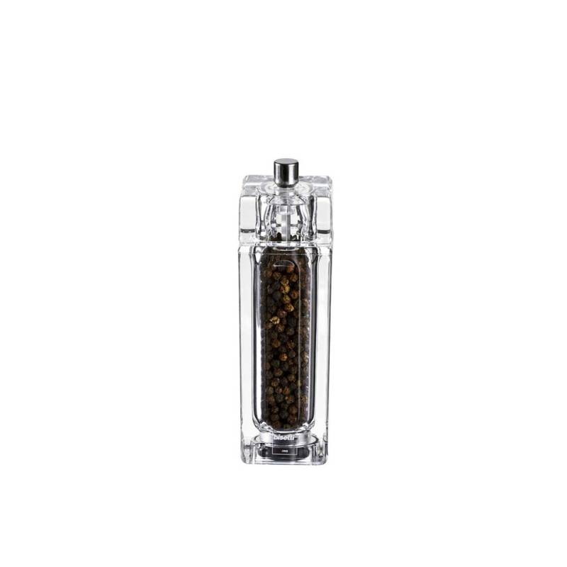 Bisetti square pepper mill in transparent acrylic 14.5 cm