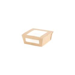 Brown paper container with window lid 4.72x4.33x1.77 inch