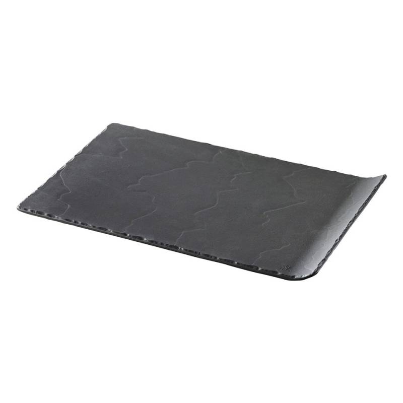 Revol Basalt rectangular black porcelain tray with handle 12.79x7.87 inch