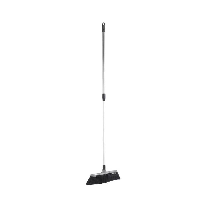 Slender broom with extendable metal handle