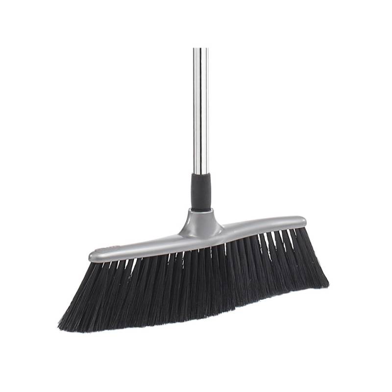 Slender broom with extendable metal handle