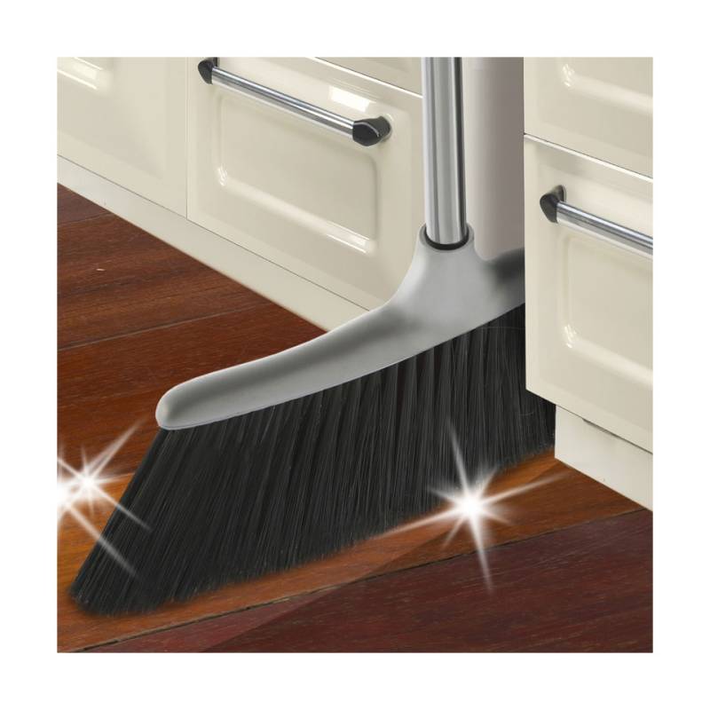 Slender broom with extendable metal handle