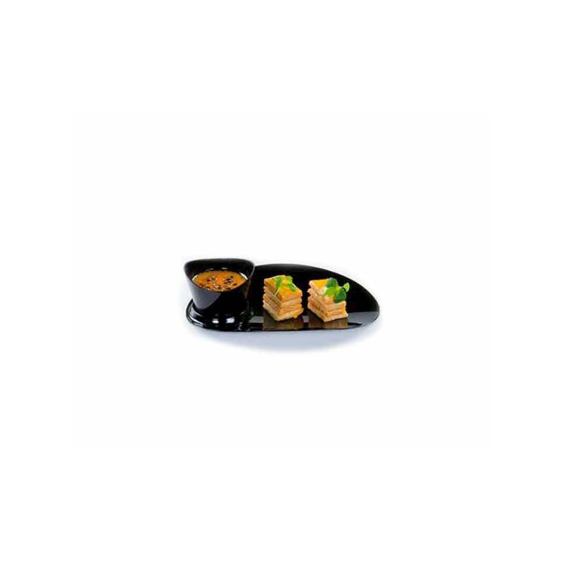 Piatti Sphera ovali 100% Chef in plastica nera cm 10x8