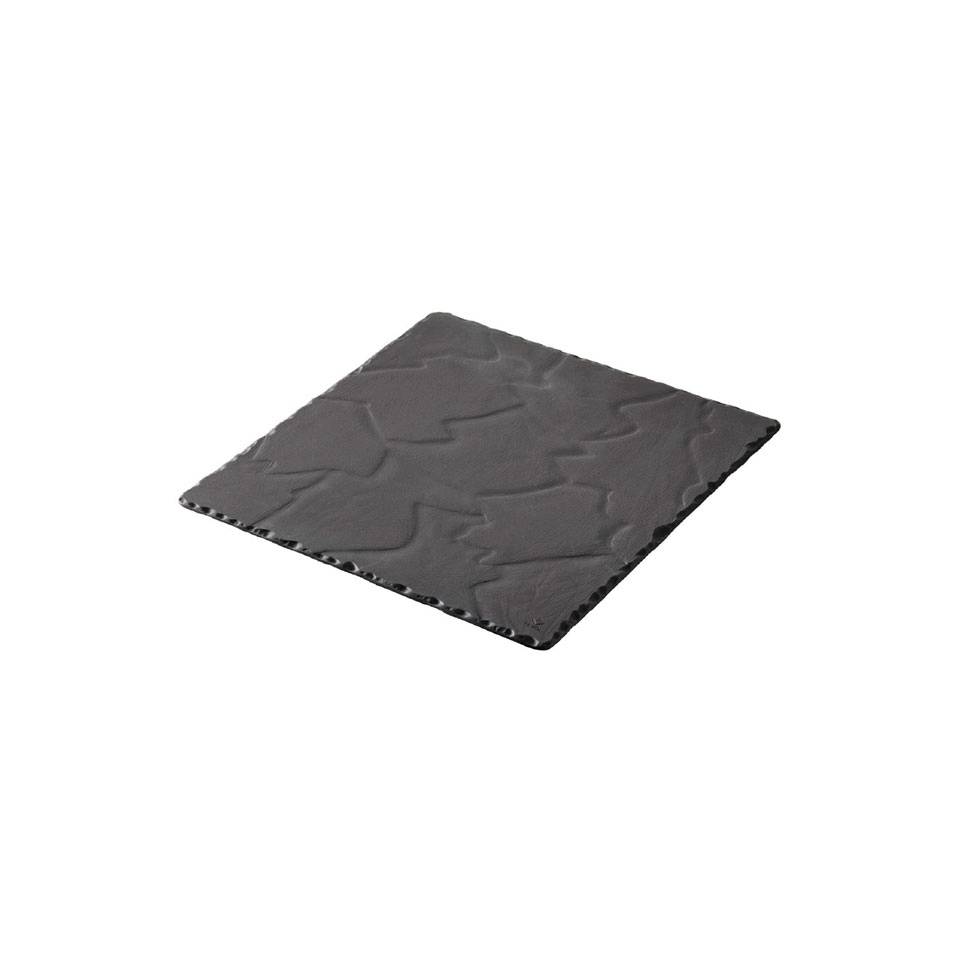 Piatto quadro Basalt Revol in porcellana nera cm 20x20