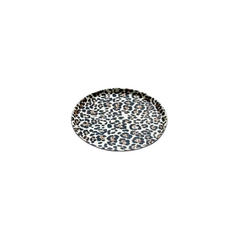 Round leopard-print non-slip tray cm 35