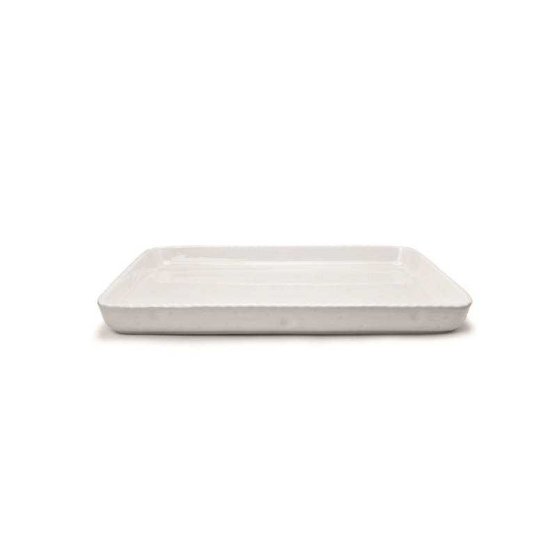 Rectangular Cordonata low white porcelain dish cm 40x30x4