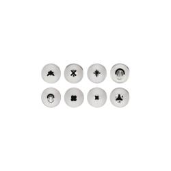 Set of 8 assorted stainless steel hole nozzles
