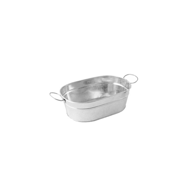 Oval galvanized steel bread holder 23x15 cm