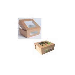 Disposable food container box with cardboard window cm 15 x 13.5