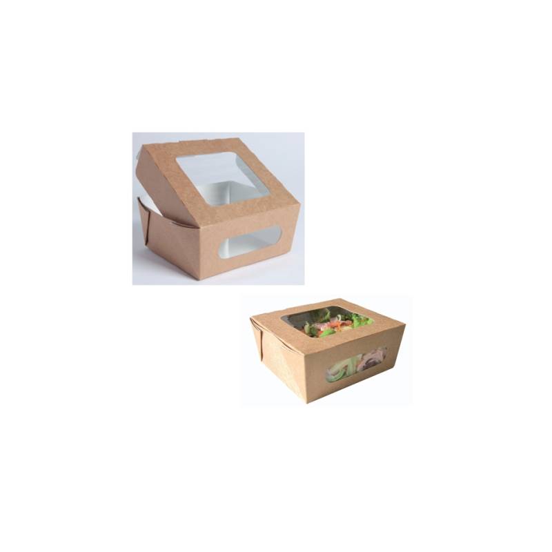 Contenitore alimenti scatola monouso con finestra in cartone cm 15 x 13,5