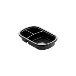 Duni black polypropylene three-compartment disposable containers cm 24x15