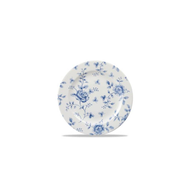 Piatto piano Linea Vintage Rose Chintz Churchill in ceramica vetrificata blu cm 21