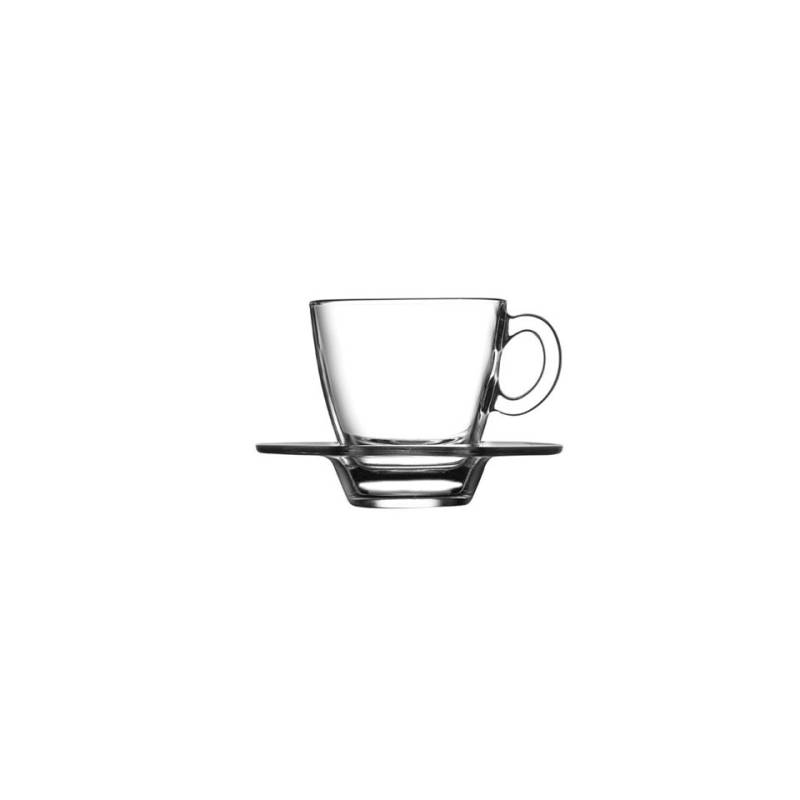 Tazza caffè Aqua con piatto in vetro trasparente cl 7,5 