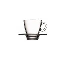 Aqua cappuccino cup with clear glass plate cl 24
