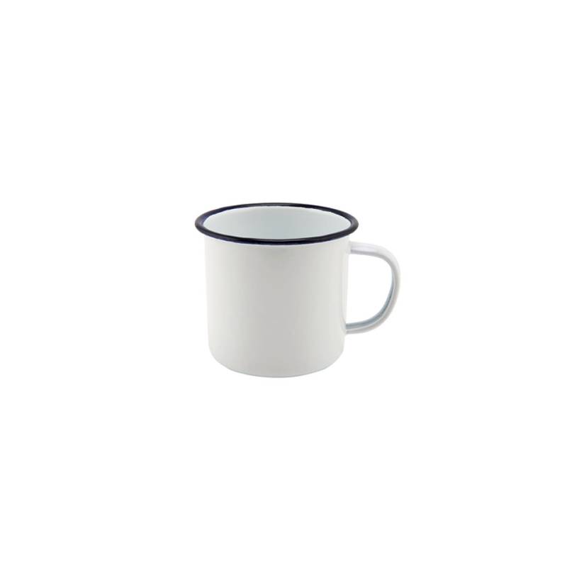 Tazza mug in metallo smaltato bianco cl 40