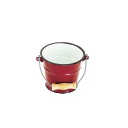 Red painted metal round bucket cm 14