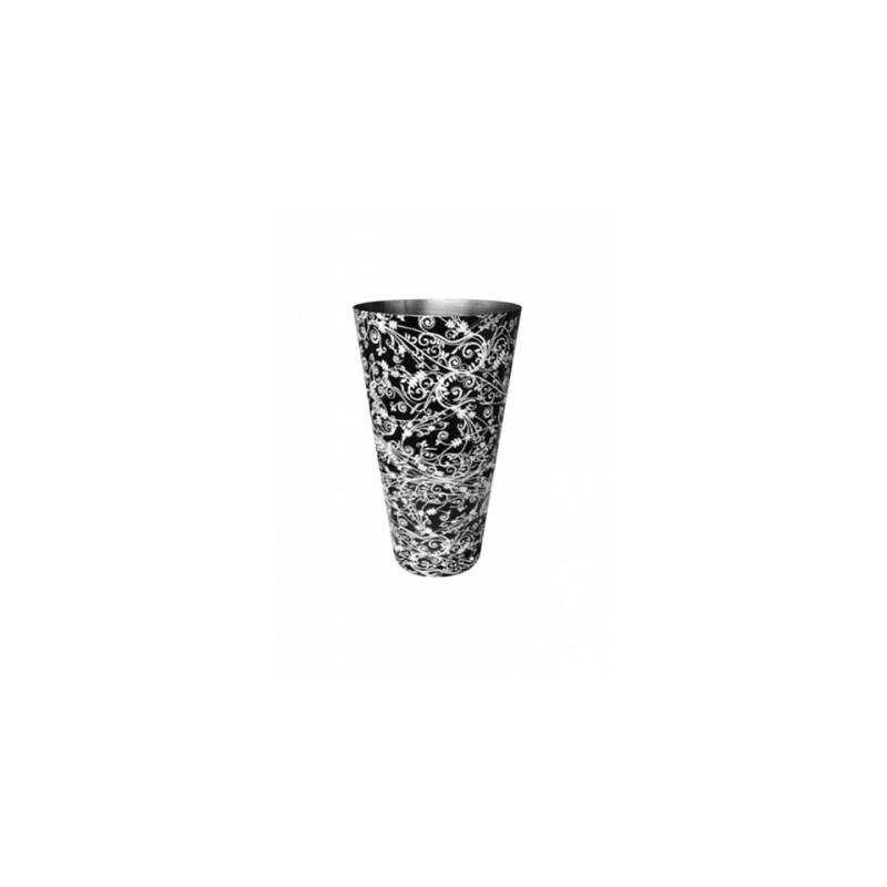 Boston Zinn in schwarzem floral lackiertem Stahl cl 84