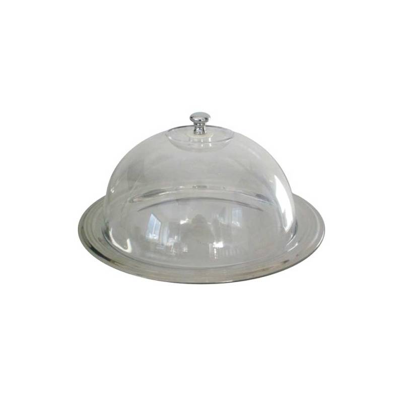 Piatto torta in acciaio inox con cupola in pvc cm 25