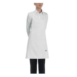 Apron with bib and pocket 100% cotton white cm 70x70