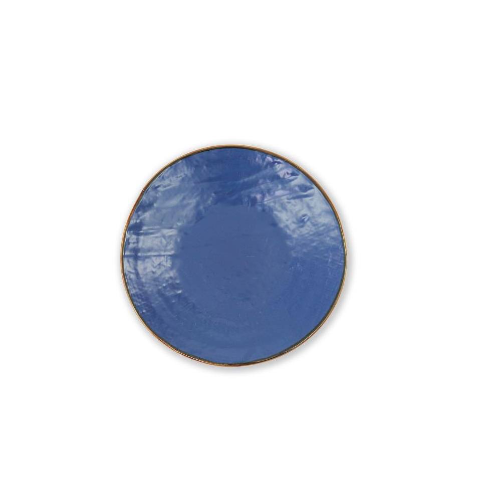 Mediterranean blue ceramic flat plate 20 cm