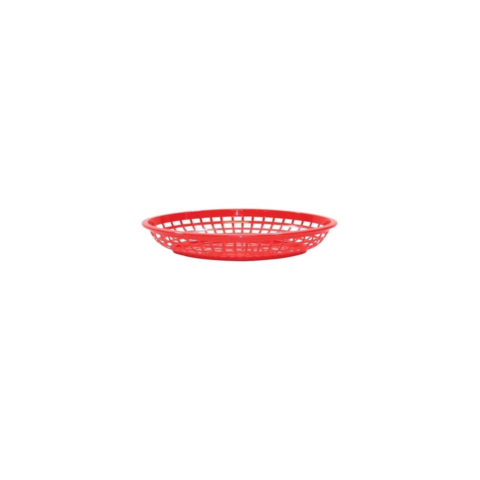 Red polypropylene oval bread holder 24.1x15.1 cm