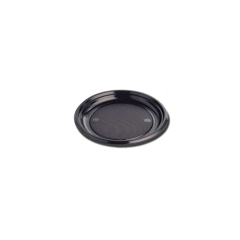 Black polystyrene disposable dessert plate cm 17