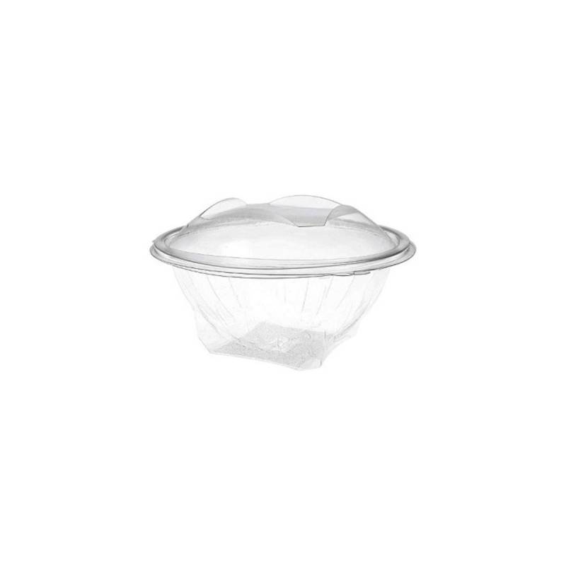 Contenitore tondo monouso con coperchio in PET trasparente cl 100