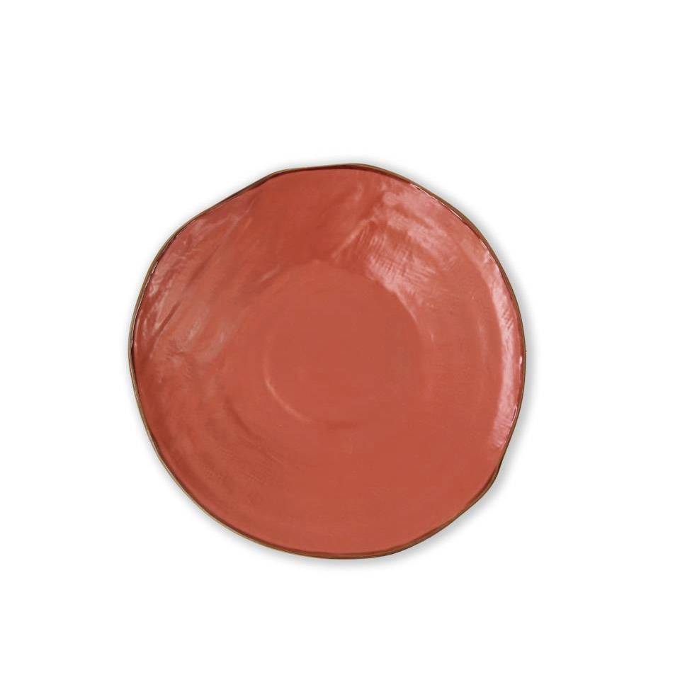 Orange ceramic Mediterranean flat plate 27.5 cm