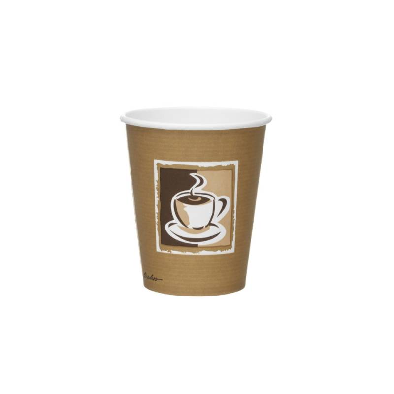 Bicchiere cappuccino con decoro in carta marrone cl 25