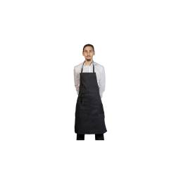 Apron with bib and pockets herringbone black 90x75 cm