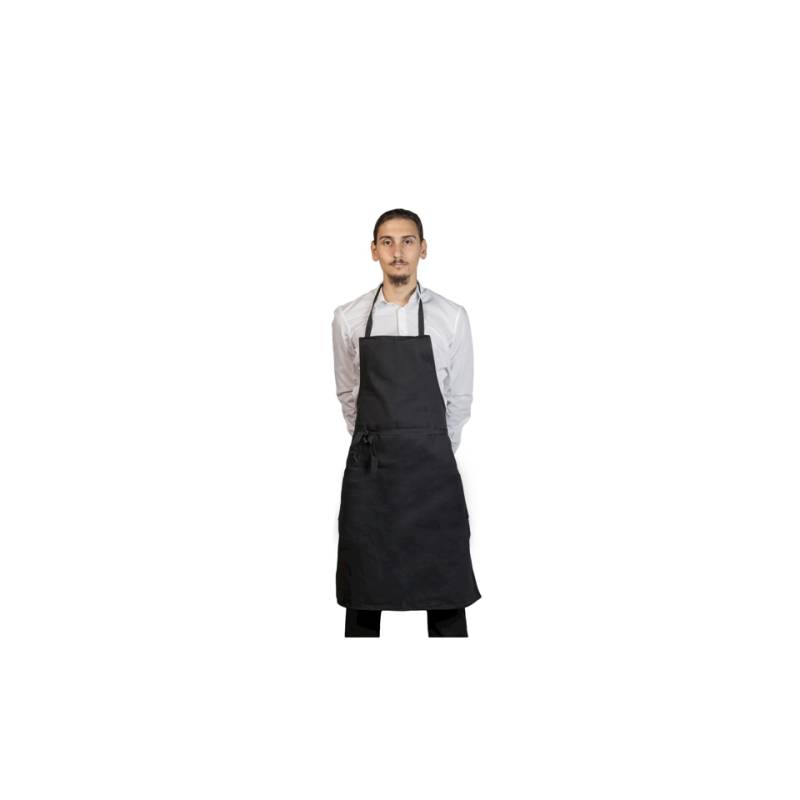 Black herringbone bib apron 90x75 cm